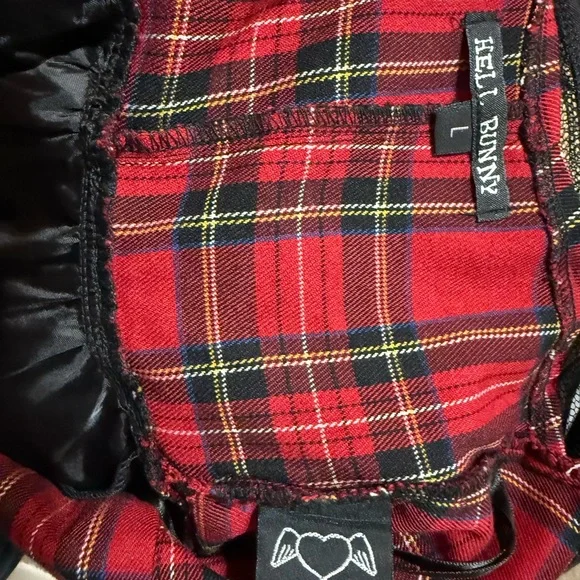 Hell Bunny Red Plaid Dress with Black Accents. Ladies Large - Picture 8 of 12